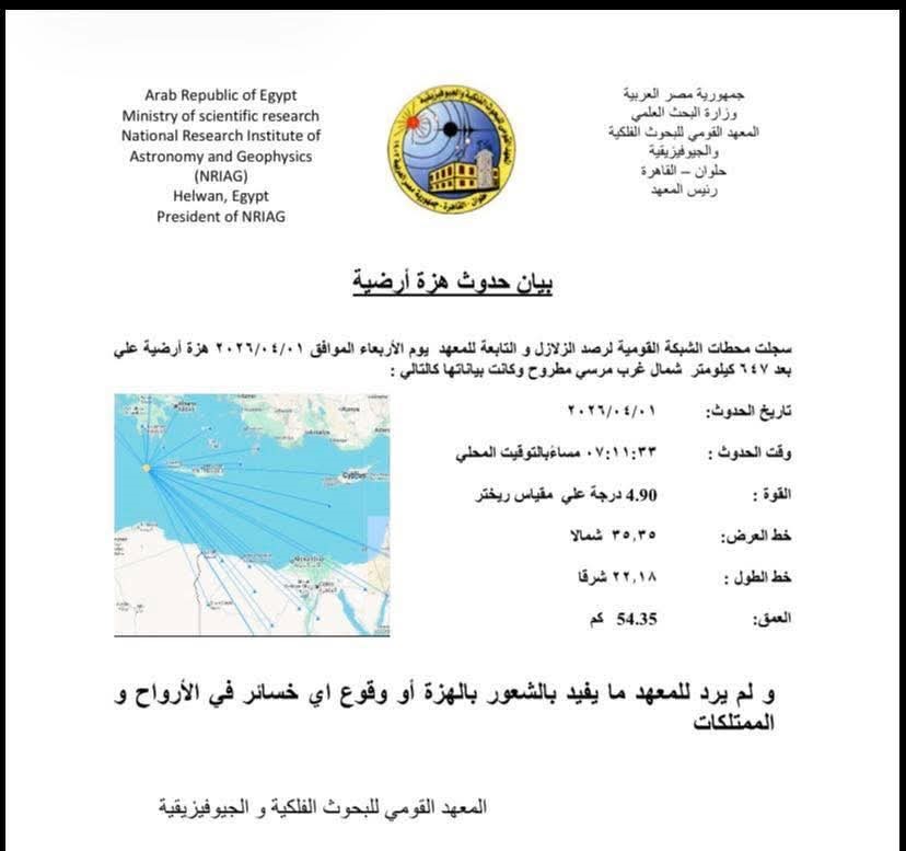 زلزال مرسى مطروح