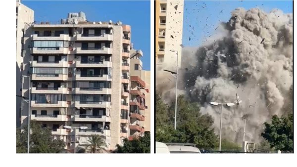 قصف مبنى في الطيونة بضاحية بيروت الجنوبية