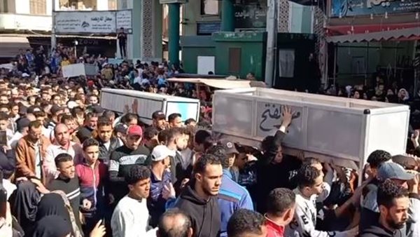 جنازة ضحايا حادث طريق المطرية بورسعيد 