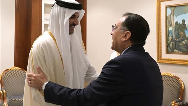 استقبال أمير دولة قطر لرئيس الوزراء المصري