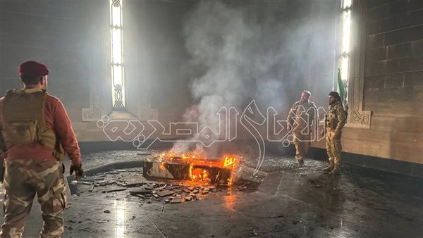 فيديو حريق قبر حافظ الأسد
