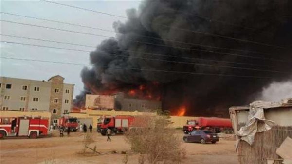حريق مصنع اكتوبر اليوم