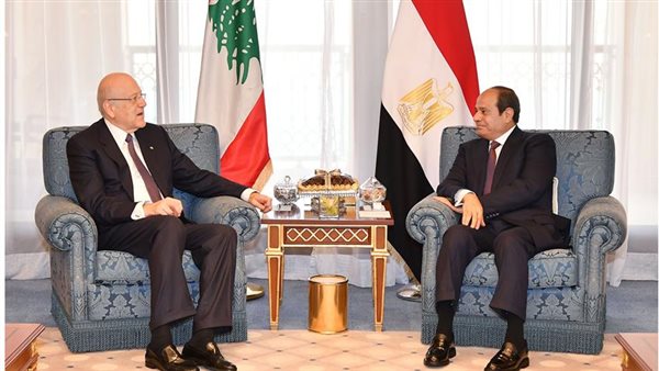 الرئيس السيسي ورئيس الوزراء اللبناني نجيب ميقاتي 