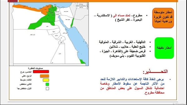 أماكن سقوط الأمطار غدا