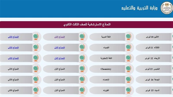 النماذج الاسترشادية للصف الثالث الثانوي 2025 pdf 