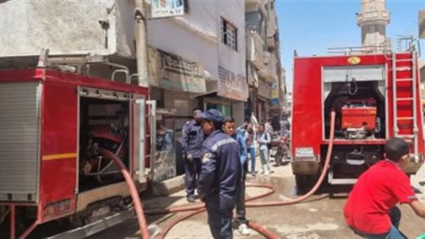 نشوب حريق نقابة المعلمين في إمبابة