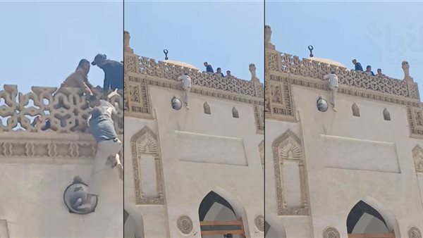 سبب محاولة شاب إلقاء نفسه من أعلى الجامع الأزهر اليوم