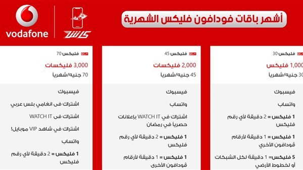 أسعار باقات فليكس فودافون 2025
