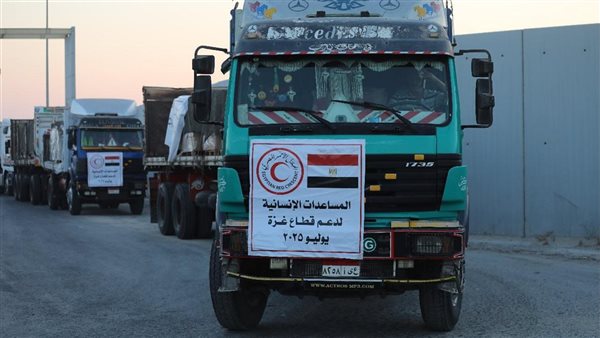 اللجنة المصرية فى غزة توزع اليوم أكبر كمية مساعدات على أهل غ