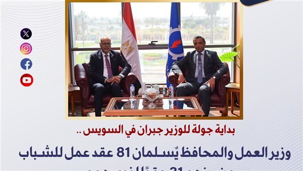 وزير العمل والمحافظ يٌسلمان 81 عقد عمل للشباب من بينهم 31 عق