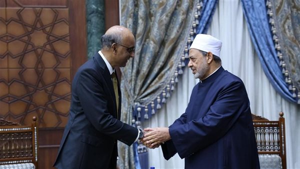 جانب من لقاء شيخ الأزهر مع الرئيس السنغافوري