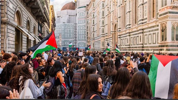 مظاهرات في إيطاليا تدعم القضية الفلسطينية 