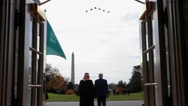 جانب من لقاء محمد بن سلمان وترامب