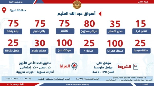 وزارة العمل تعلن عن فرص عمل جديدة في شركات خاصة