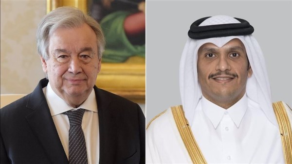 رئيس مجلس الوزراء القطري ووزير الخارجية القطري وأنطونيو جوتيريش الأمين العام للامم المتحدة