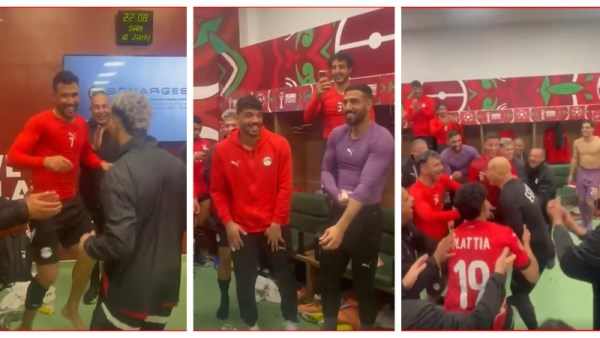 احتفالات لاعبو منتخب مصر 