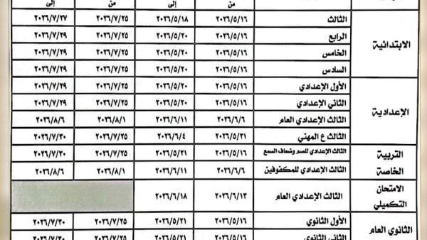 محافظ المنوفية يعتمد جدول امتحانات الترم الثاني 2026 