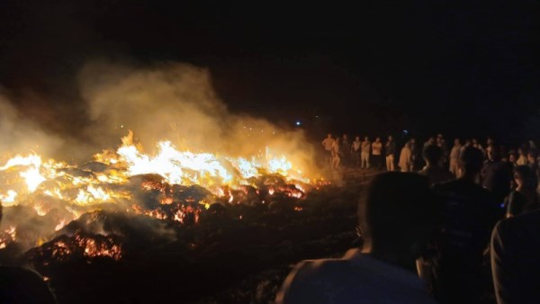 حريق محصول القمح في الحسينية 