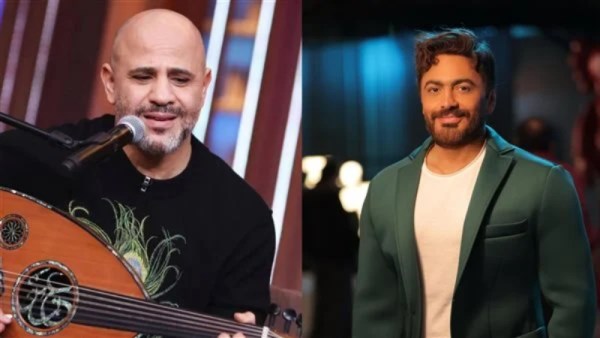 الفنان تامر حسني والملحن عزيز الشافعي