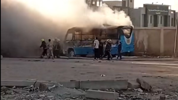 حريق 4 أتوبيسات بمدينة الأمل 