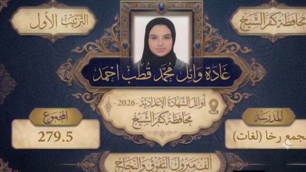  أوائل الشهادة الإعدادية بكفرالشيخ   
