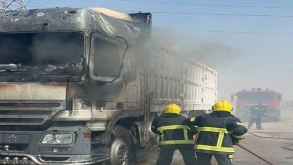 حريق سيارة نقل بطريق أخميم- الحواوحيش- أرشيفية